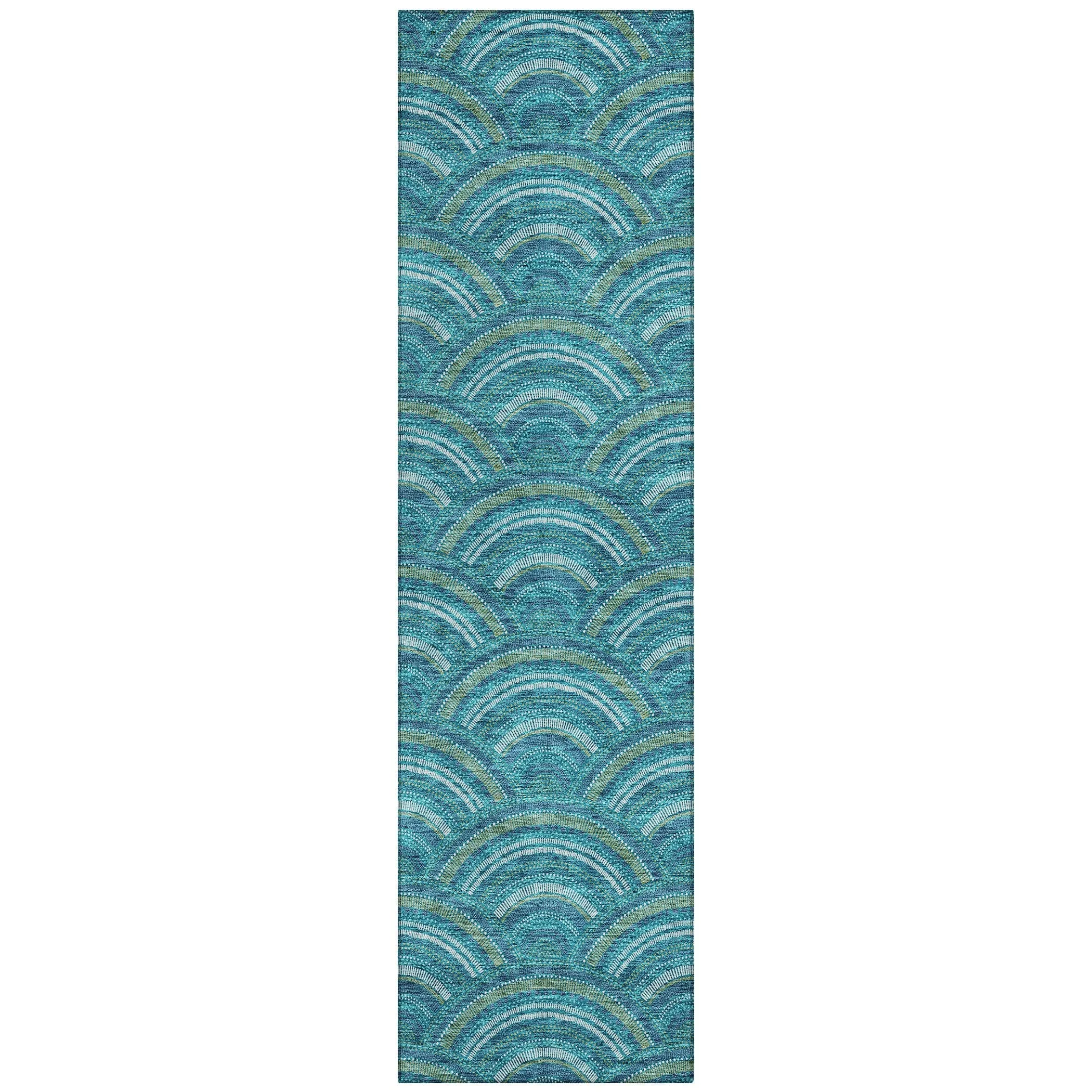 Machine Washable Indoor/ Outdoor Modern Mosaic Chantille Rug