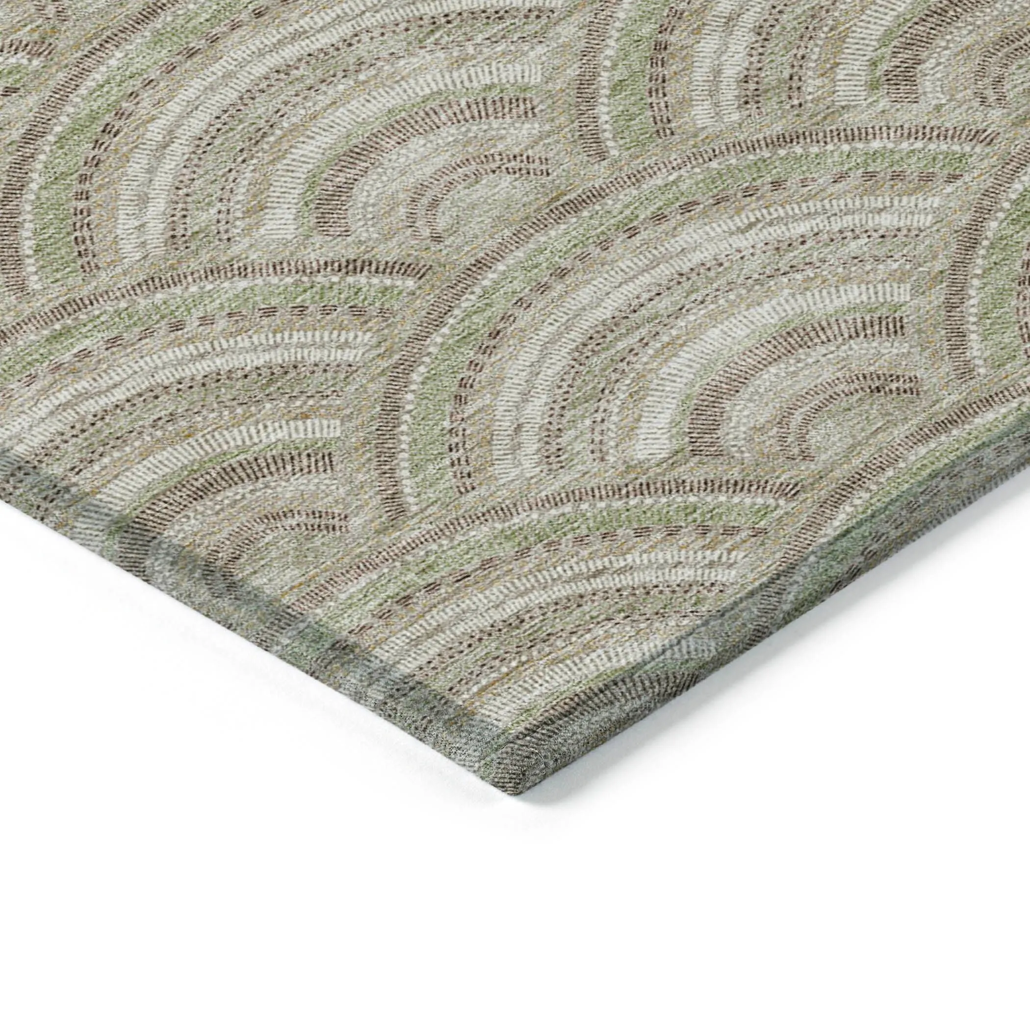 Machine Washable Indoor/ Outdoor Modern Mosaic Chantille Rug