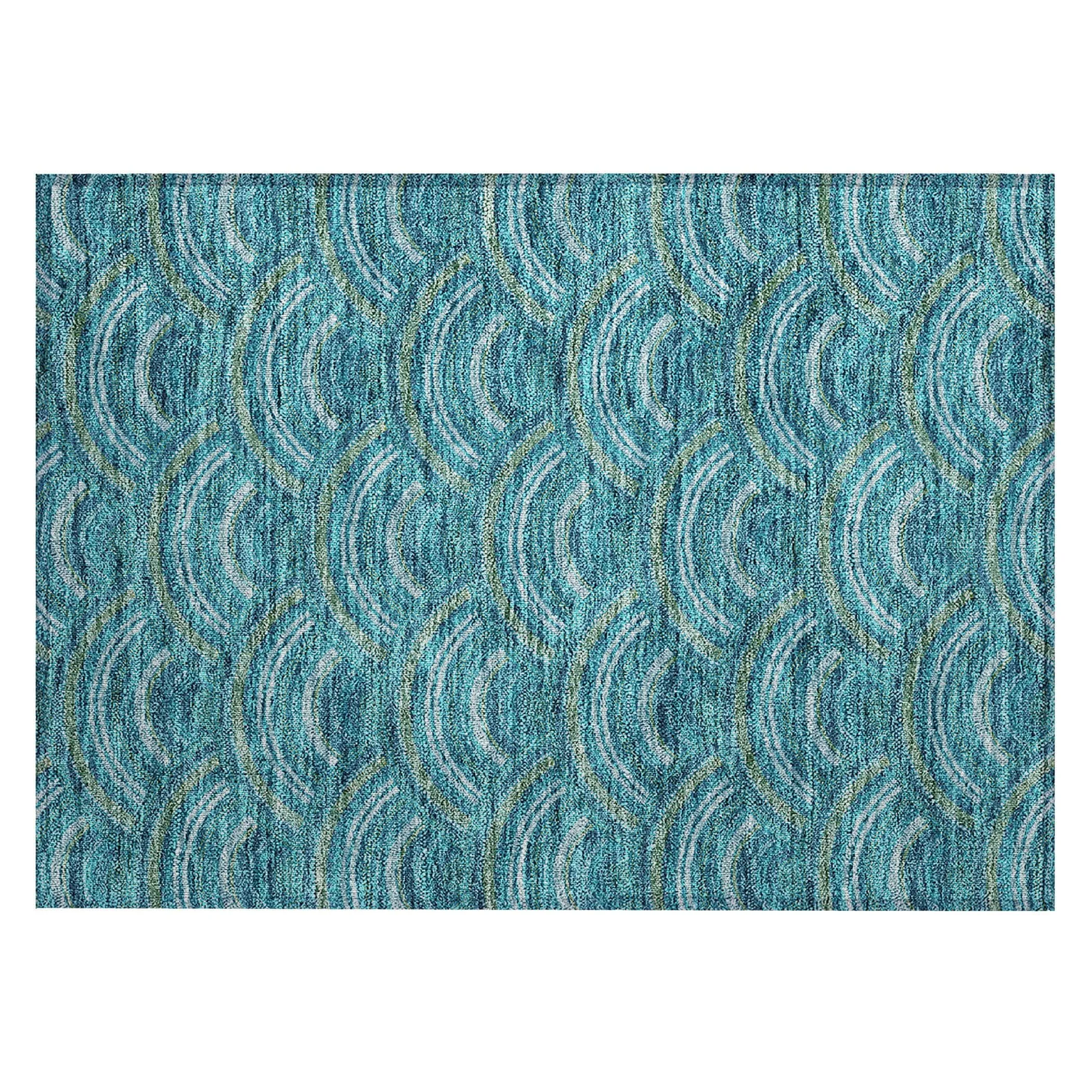 Machine Washable Indoor/ Outdoor Modern Mosaic Chantille Rug