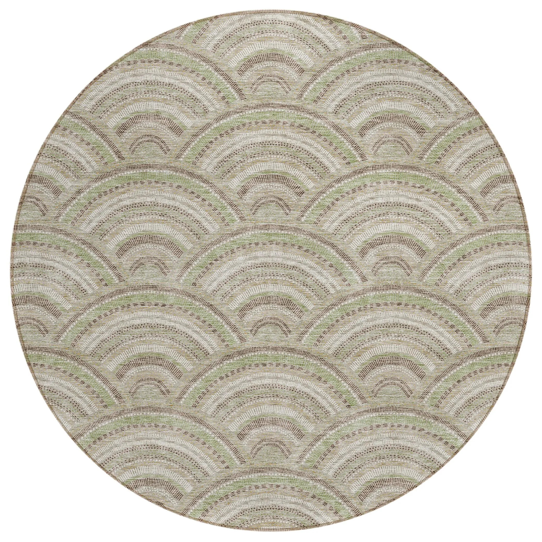 Machine Washable Indoor/ Outdoor Modern Mosaic Chantille Rug