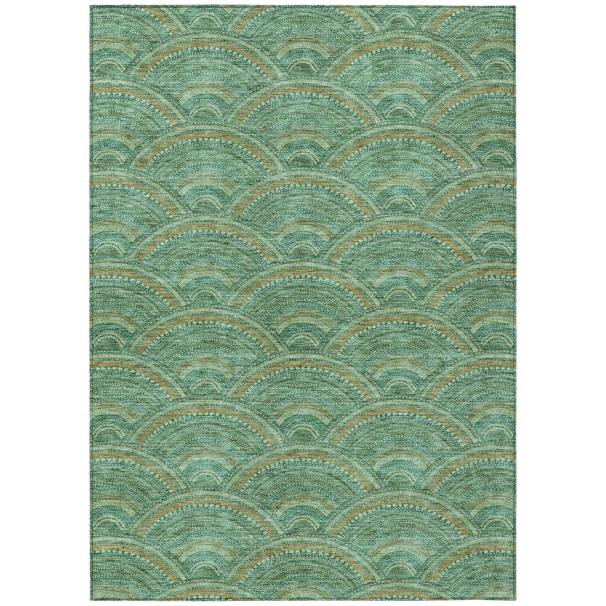 Machine Washable Indoor/ Outdoor Modern Mosaic Chantille Rug
