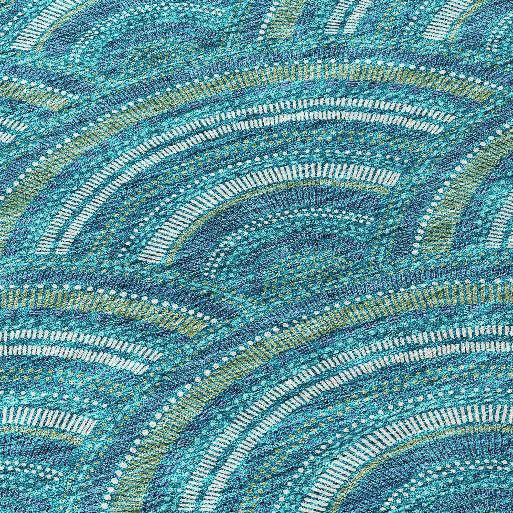 Machine Washable Indoor/ Outdoor Modern Mosaic Chantille Rug