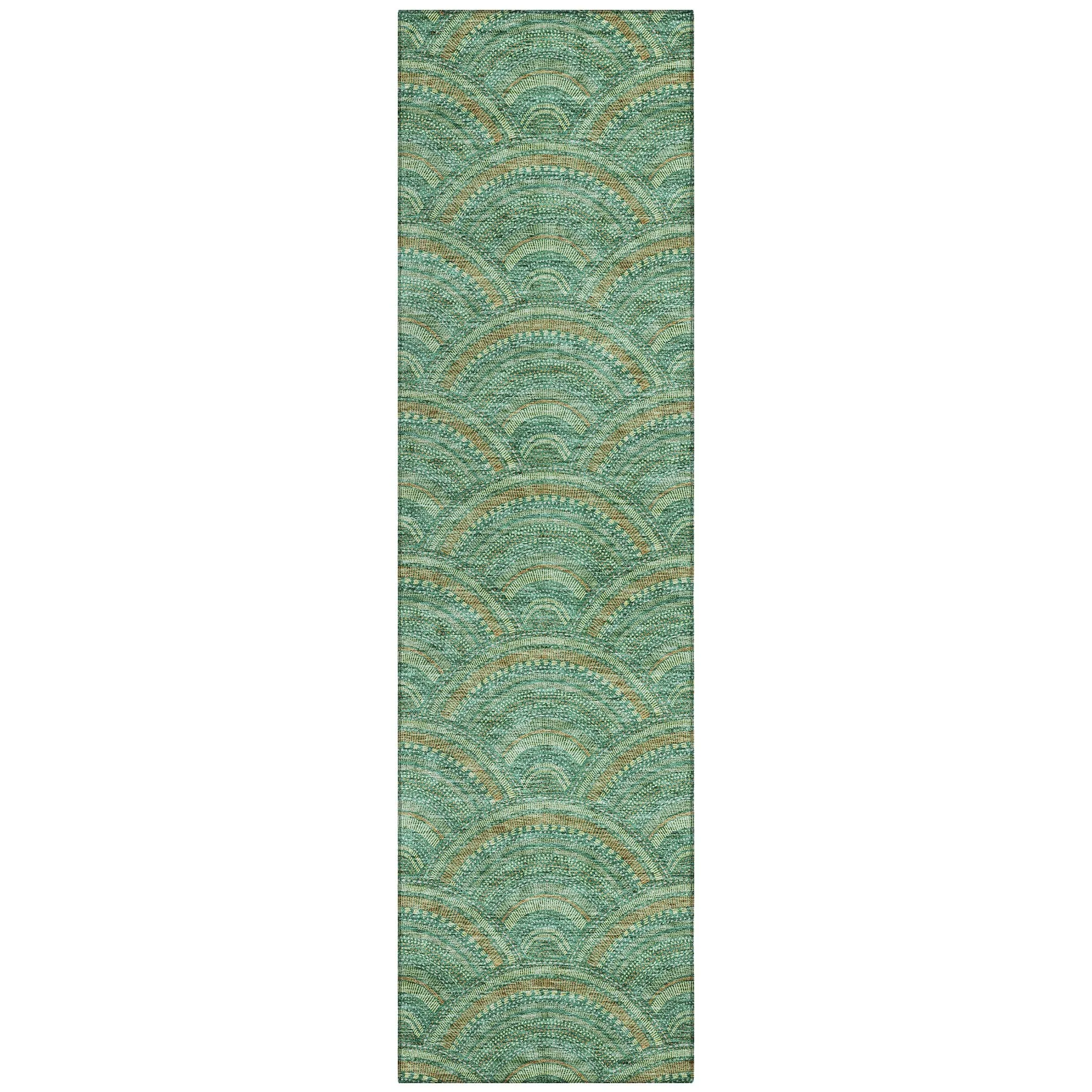 Machine Washable Indoor/ Outdoor Modern Mosaic Chantille Rug