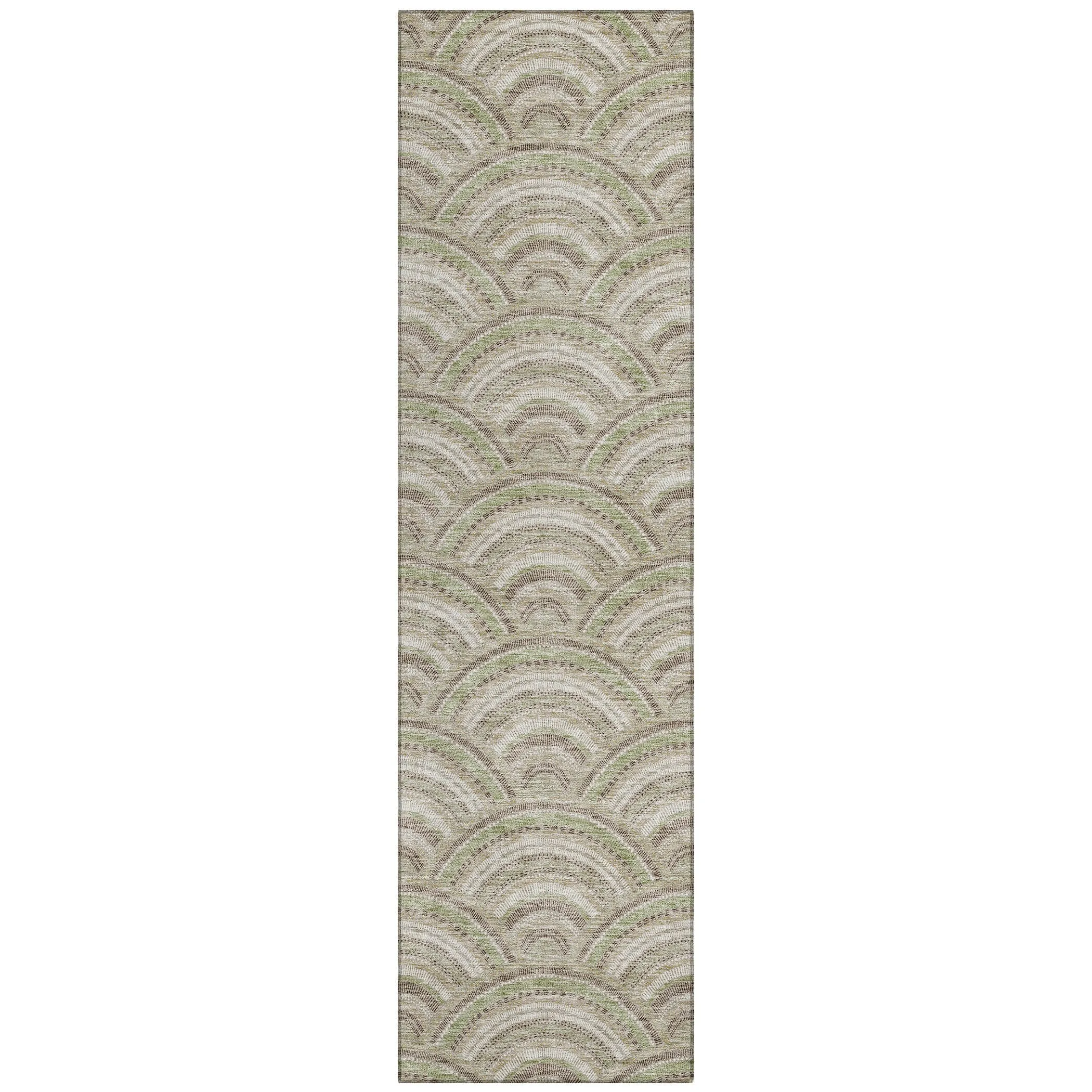 Machine Washable Indoor/ Outdoor Modern Mosaic Chantille Rug