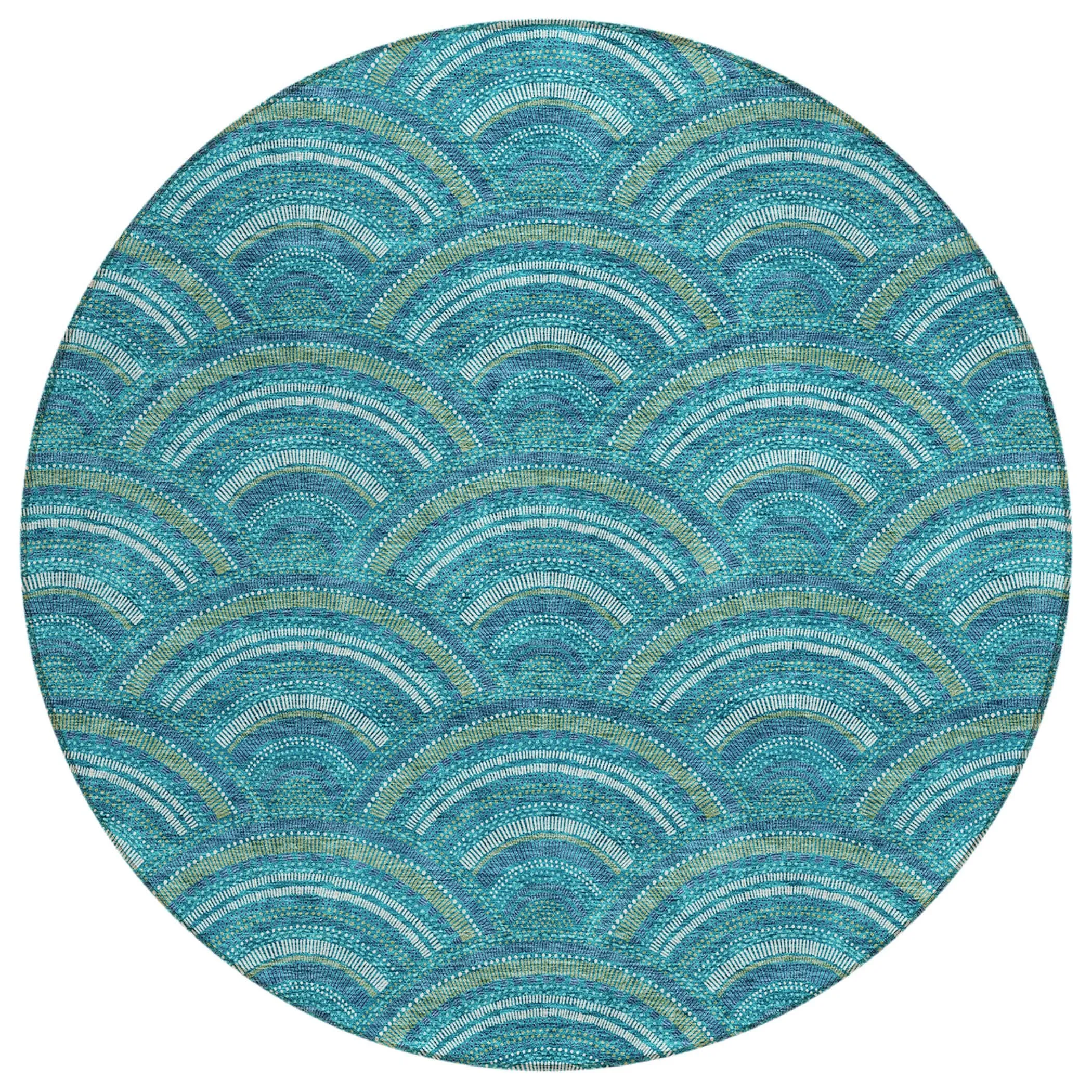 Machine Washable Indoor/ Outdoor Modern Mosaic Chantille Rug