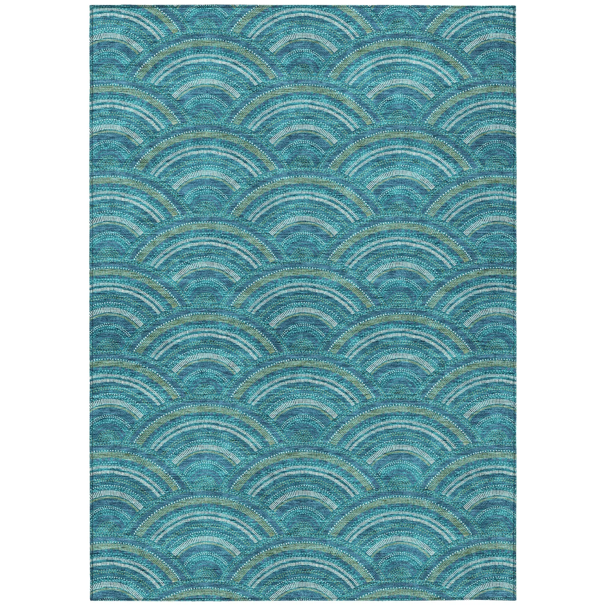 Machine Washable Indoor/ Outdoor Modern Mosaic Chantille Rug