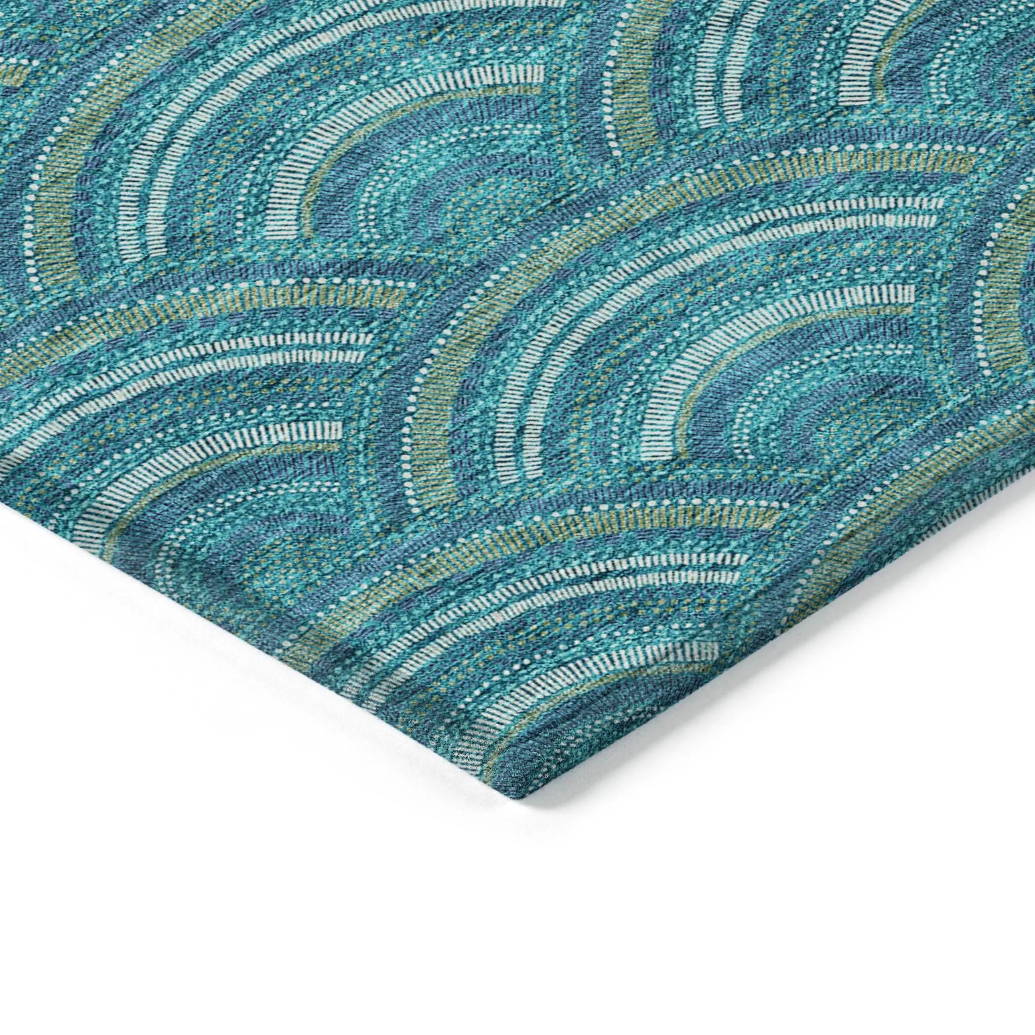 Machine Washable Indoor/ Outdoor Modern Mosaic Chantille Rug