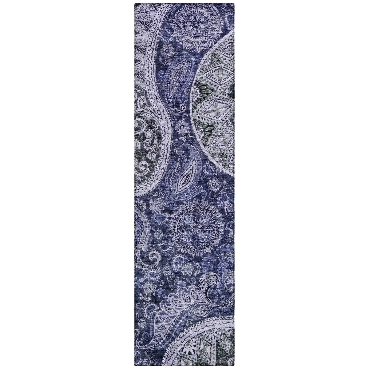 Machine Washable Indoor/ Outdoor Modern Paisley Chantille Rug