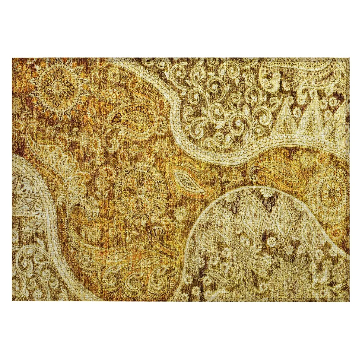 Machine Washable Indoor/ Outdoor Modern Paisley Chantille Rug