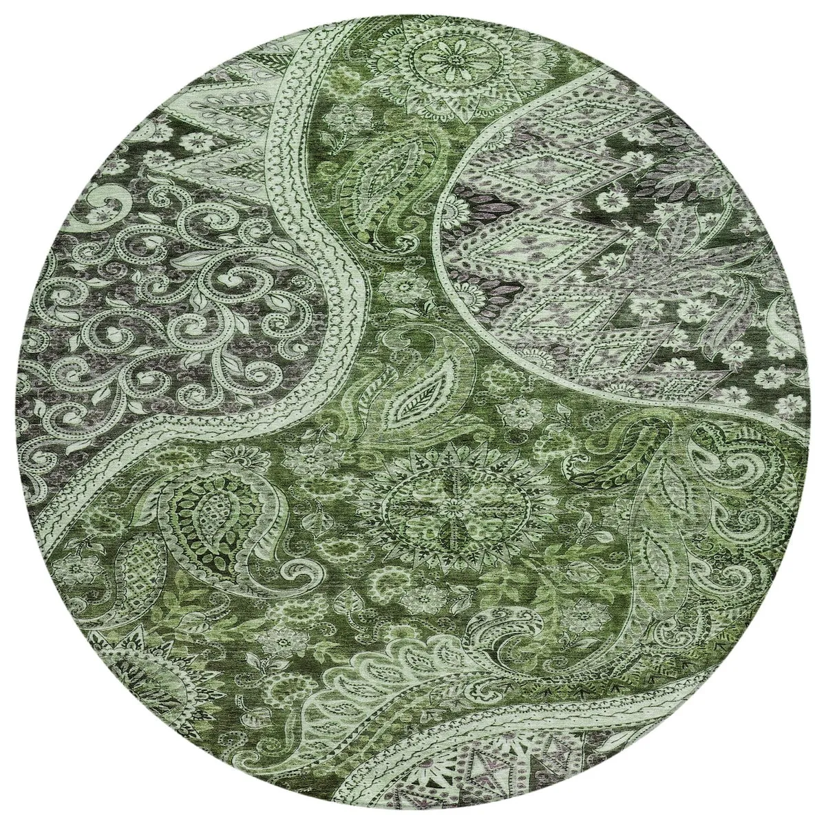 Machine Washable Indoor/ Outdoor Modern Paisley Chantille Rug