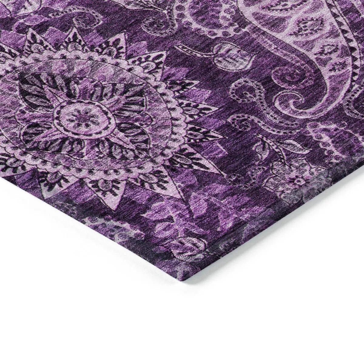 Machine Washable Indoor/ Outdoor Modern Paisley Chantille Rug