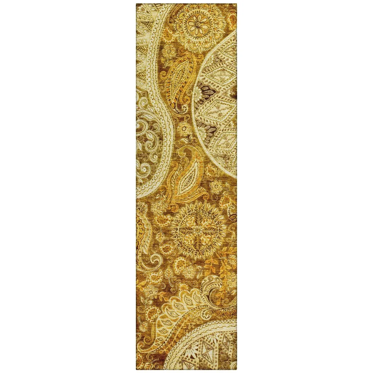Machine Washable Indoor/ Outdoor Modern Paisley Chantille Rug