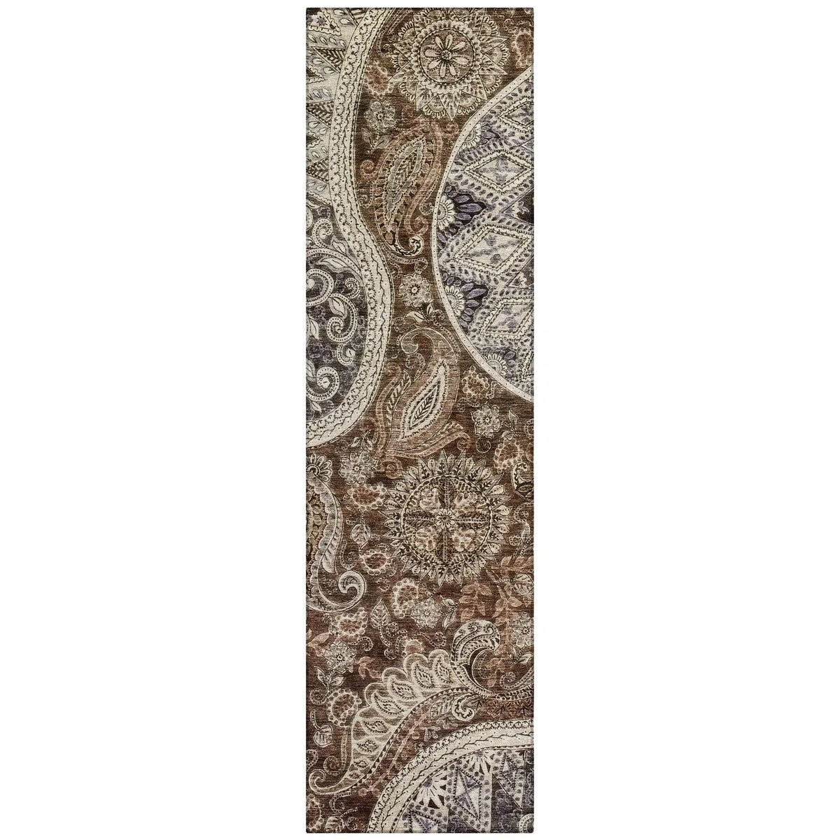 Machine Washable Indoor/ Outdoor Modern Paisley Chantille Rug