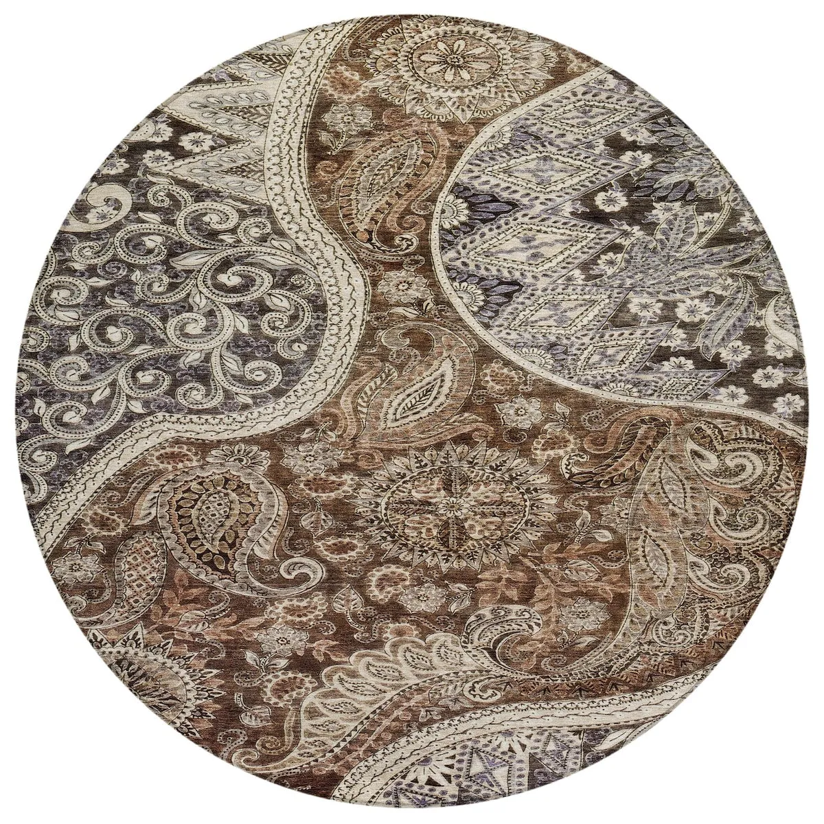 Machine Washable Indoor/ Outdoor Modern Paisley Chantille Rug