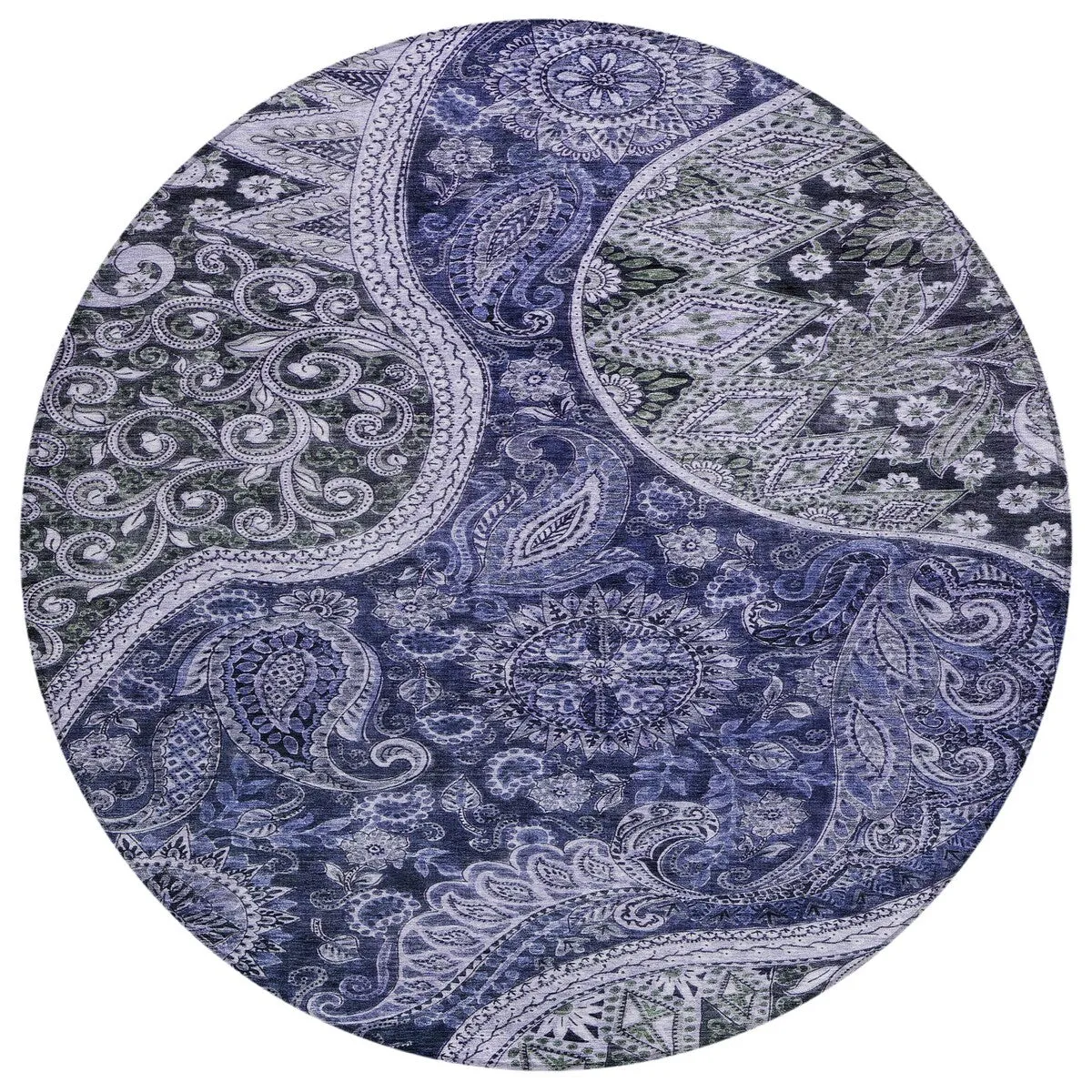 Machine Washable Indoor/ Outdoor Modern Paisley Chantille Rug