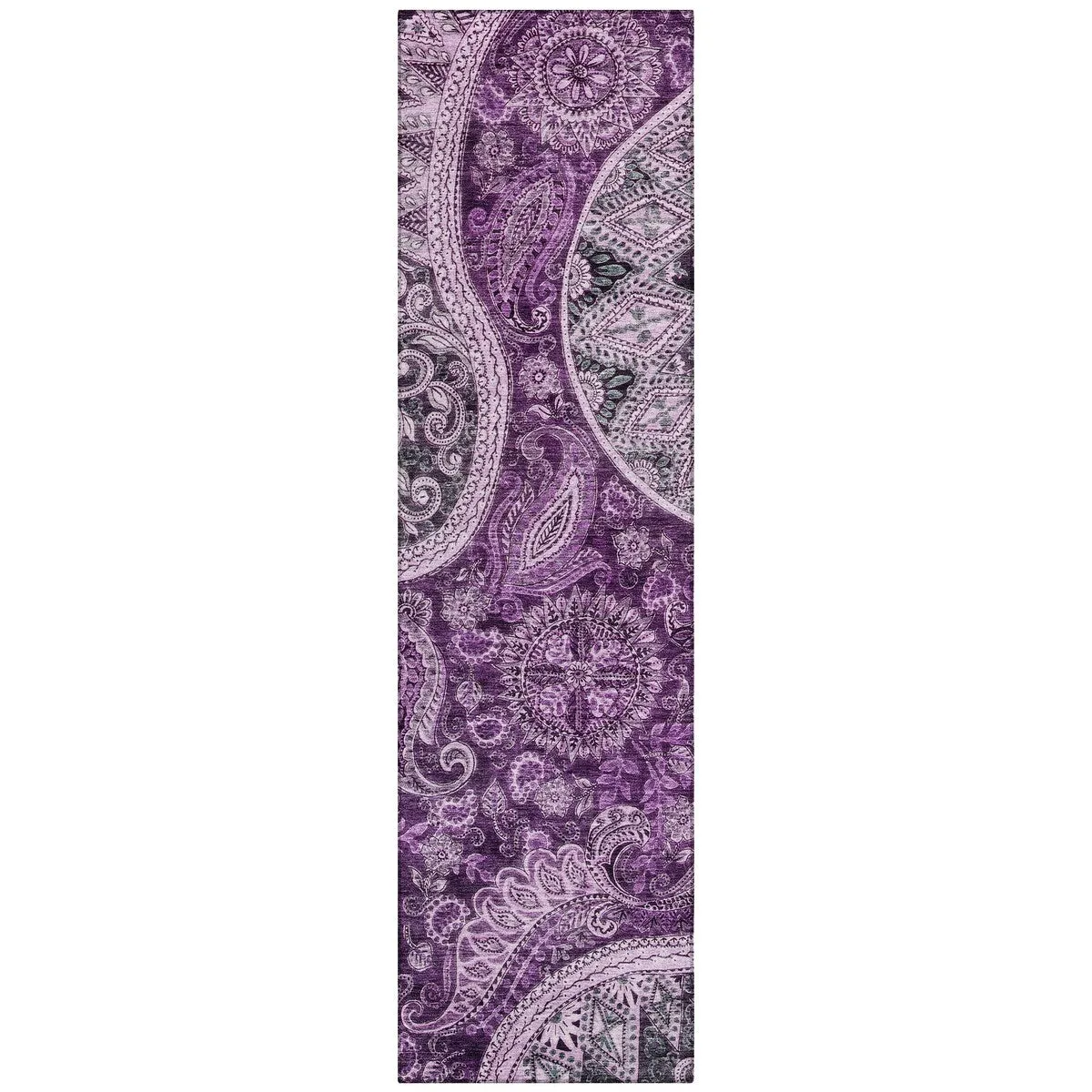 Machine Washable Indoor/ Outdoor Modern Paisley Chantille Rug