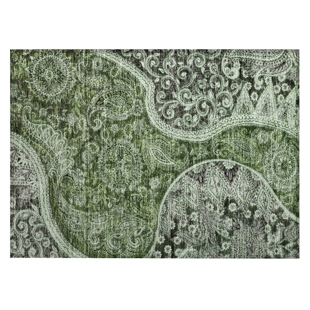 Machine Washable Indoor/ Outdoor Modern Paisley Chantille Rug