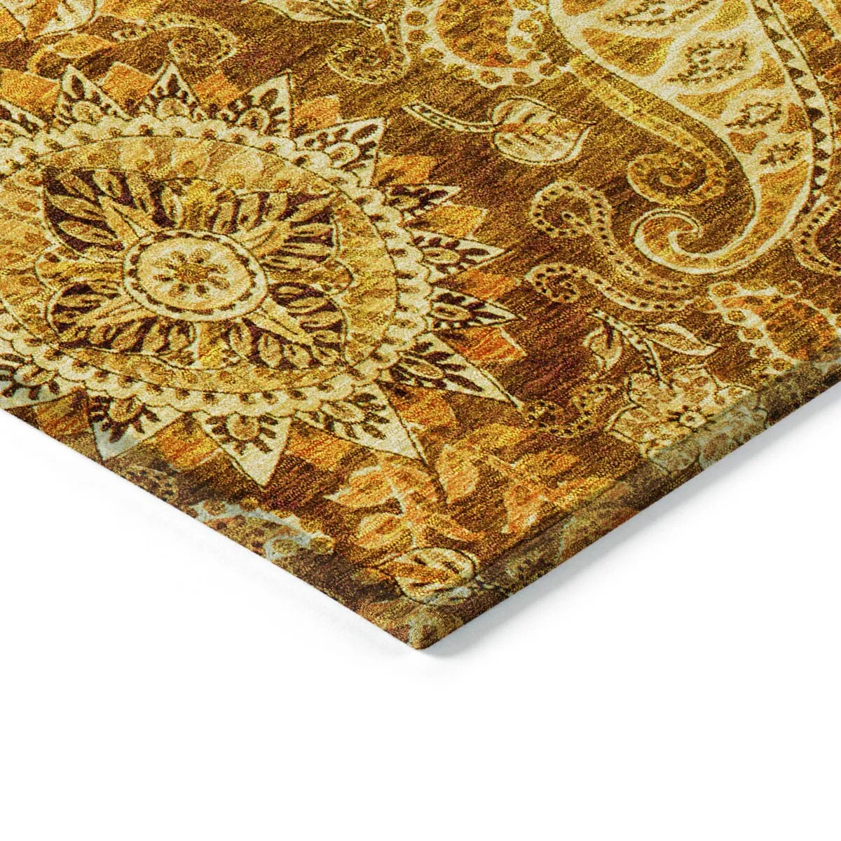 Machine Washable Indoor/ Outdoor Modern Paisley Chantille Rug