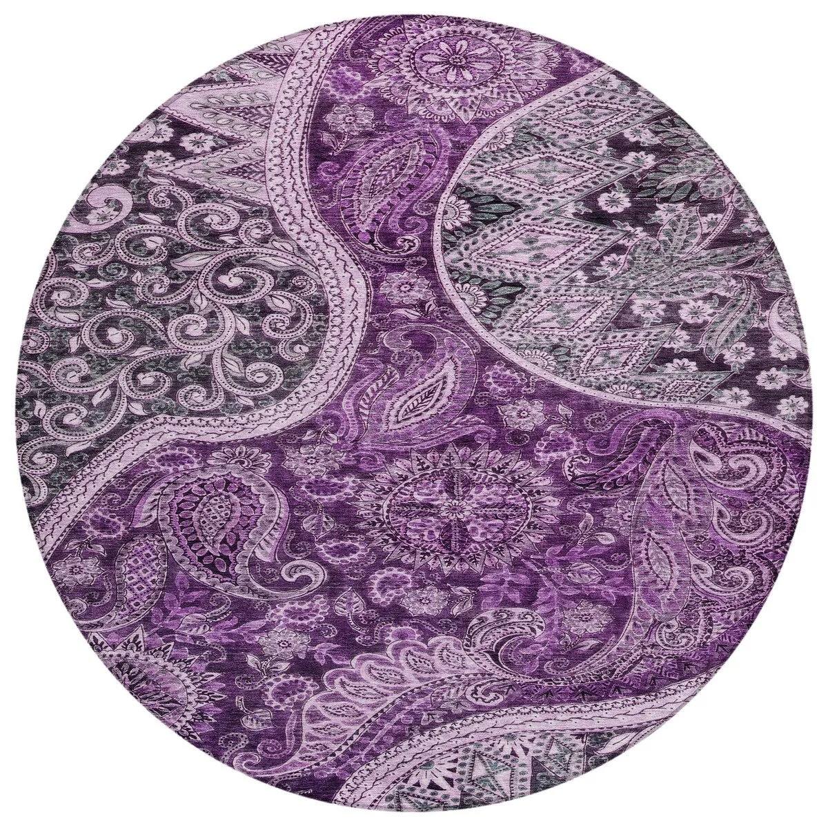 Machine Washable Indoor/ Outdoor Modern Paisley Chantille Rug