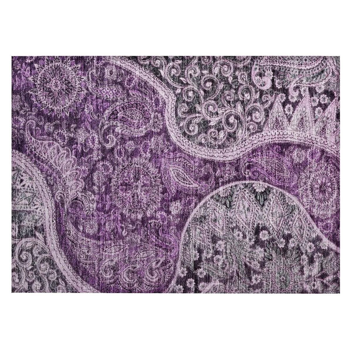 Machine Washable Indoor/ Outdoor Modern Paisley Chantille Rug