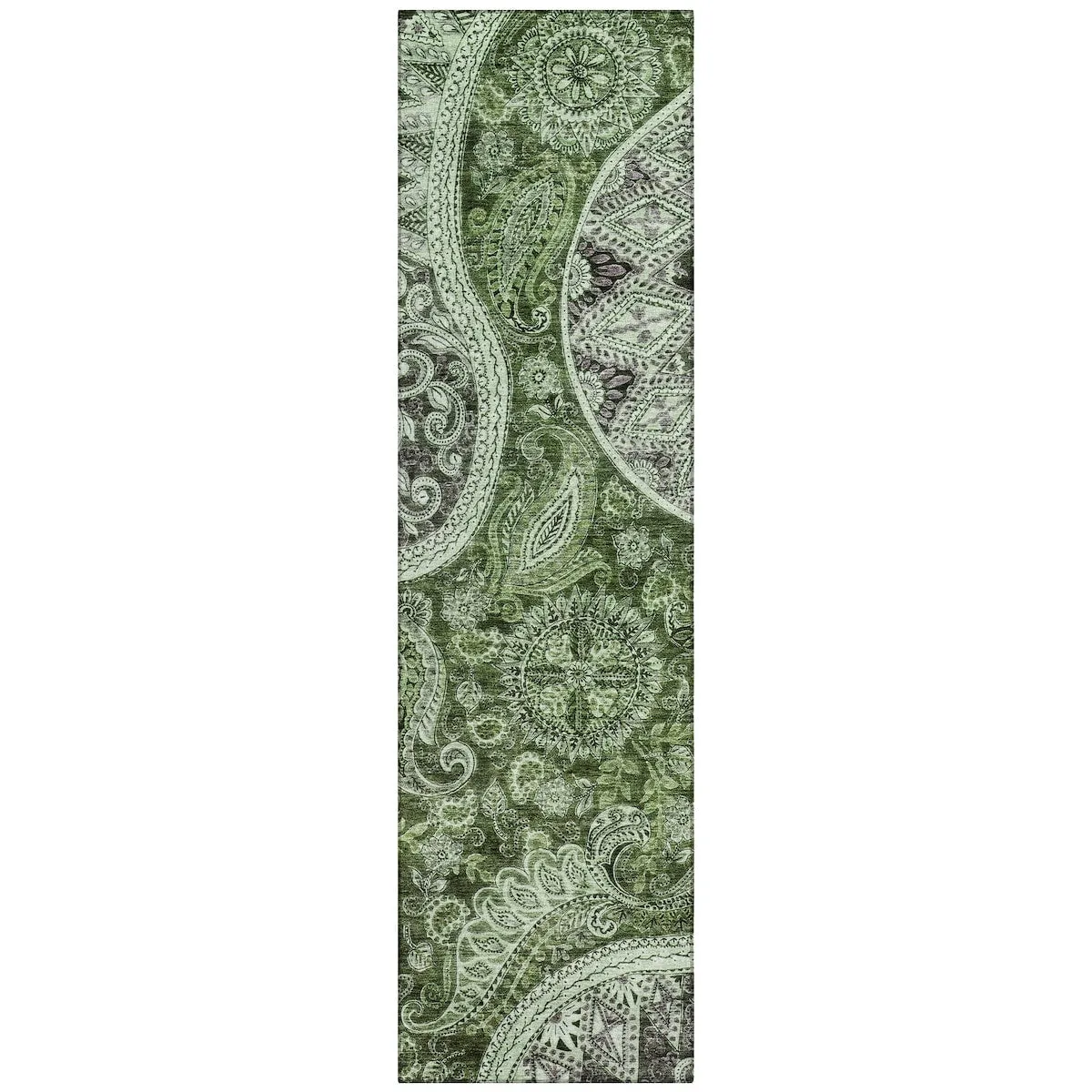 Machine Washable Indoor/ Outdoor Modern Paisley Chantille Rug