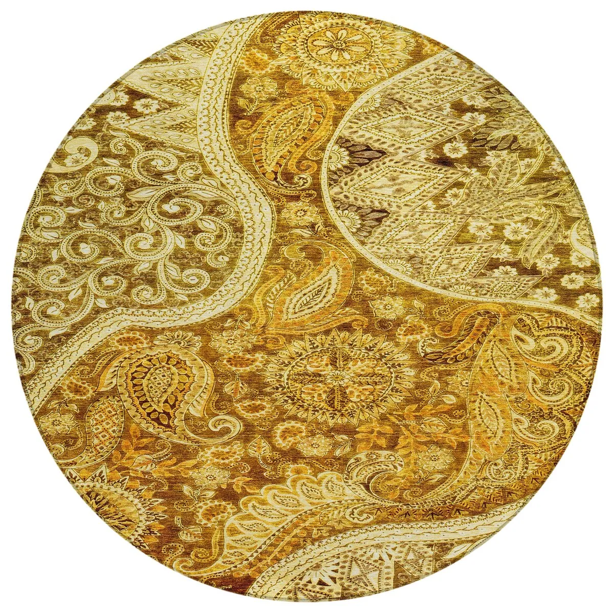 Machine Washable Indoor/ Outdoor Modern Paisley Chantille Rug