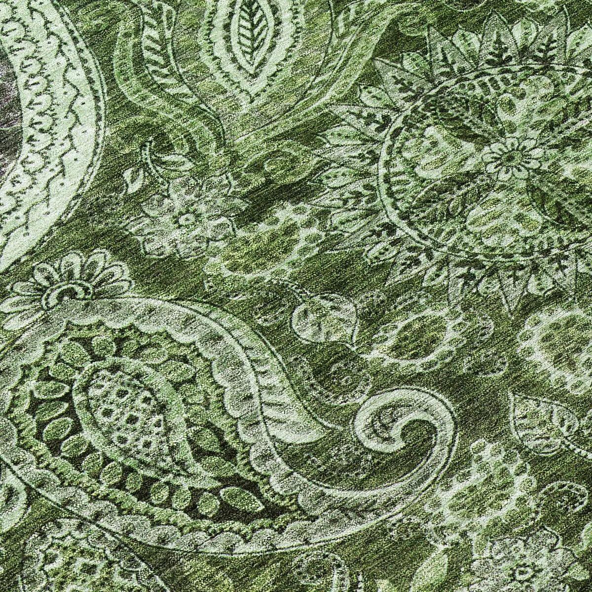 Machine Washable Indoor/ Outdoor Modern Paisley Chantille Rug