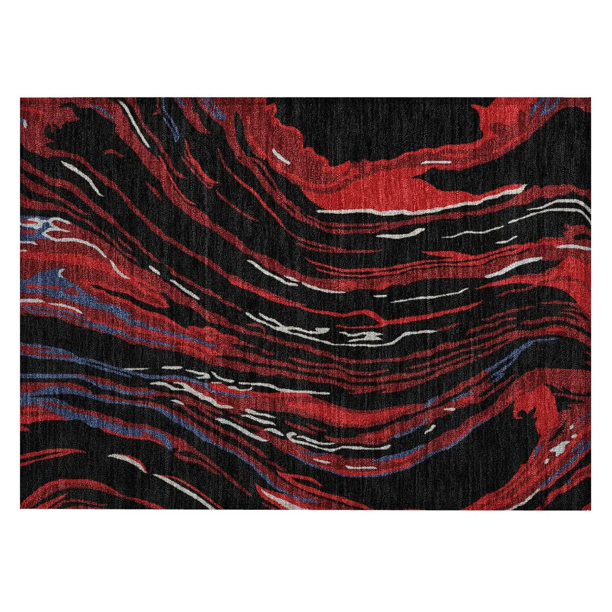 Machine Washable Indoor/ Outdoor Modern Wave Chantille Rug