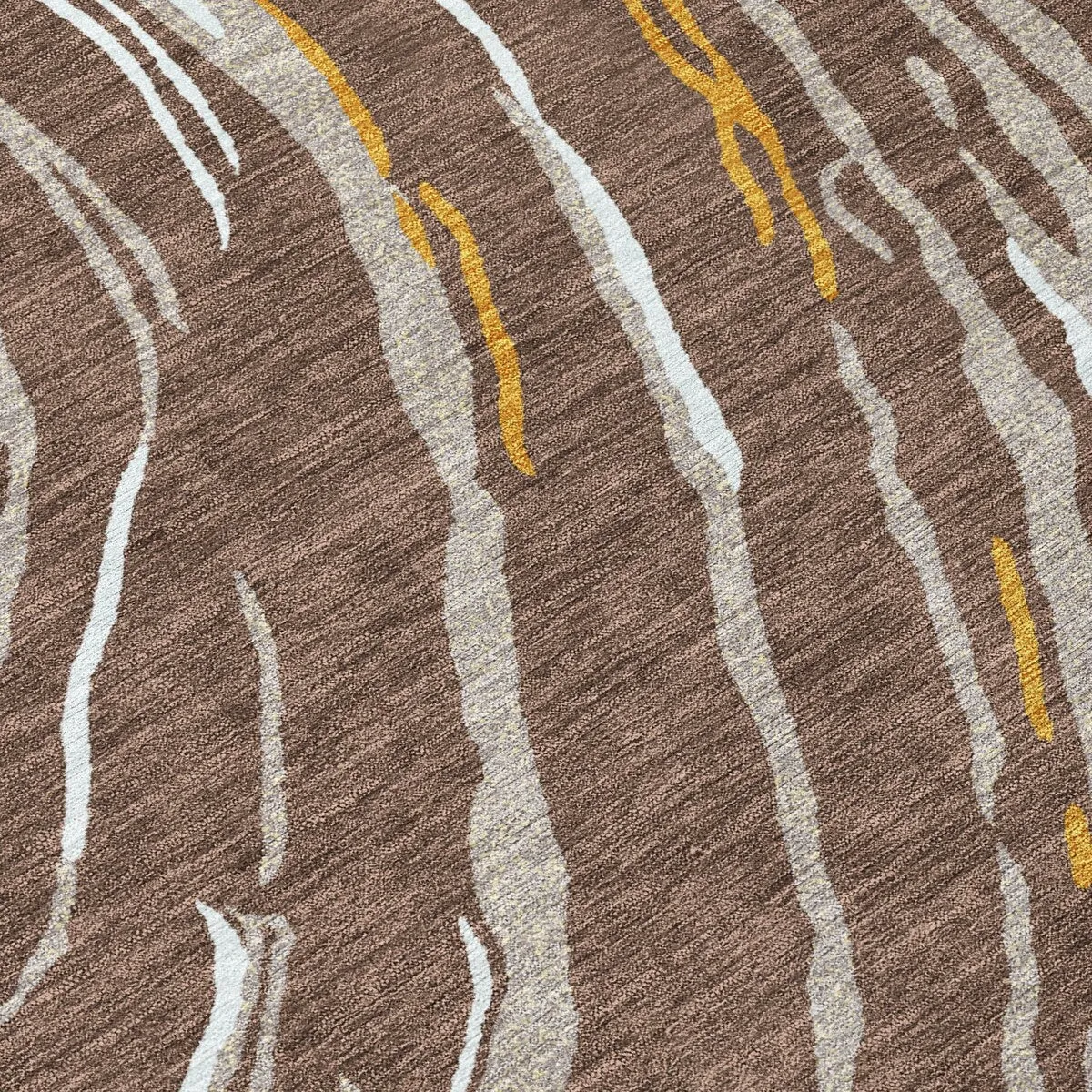 Machine Washable Indoor/ Outdoor Modern Wave Chantille Rug