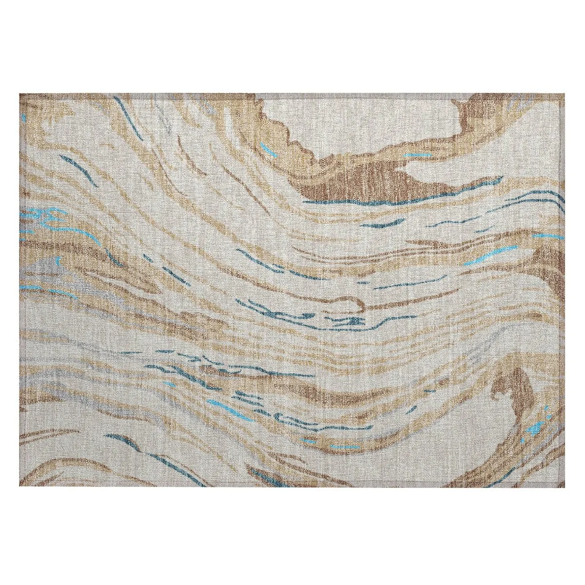 Machine Washable Indoor/ Outdoor Modern Wave Chantille Rug