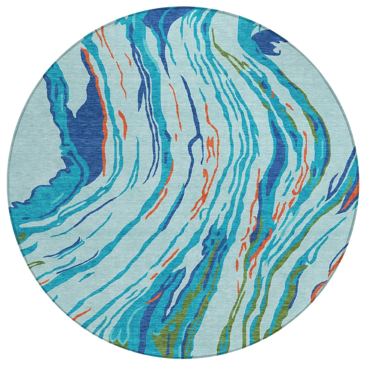 Machine Washable Indoor/ Outdoor Modern Wave Chantille Rug
