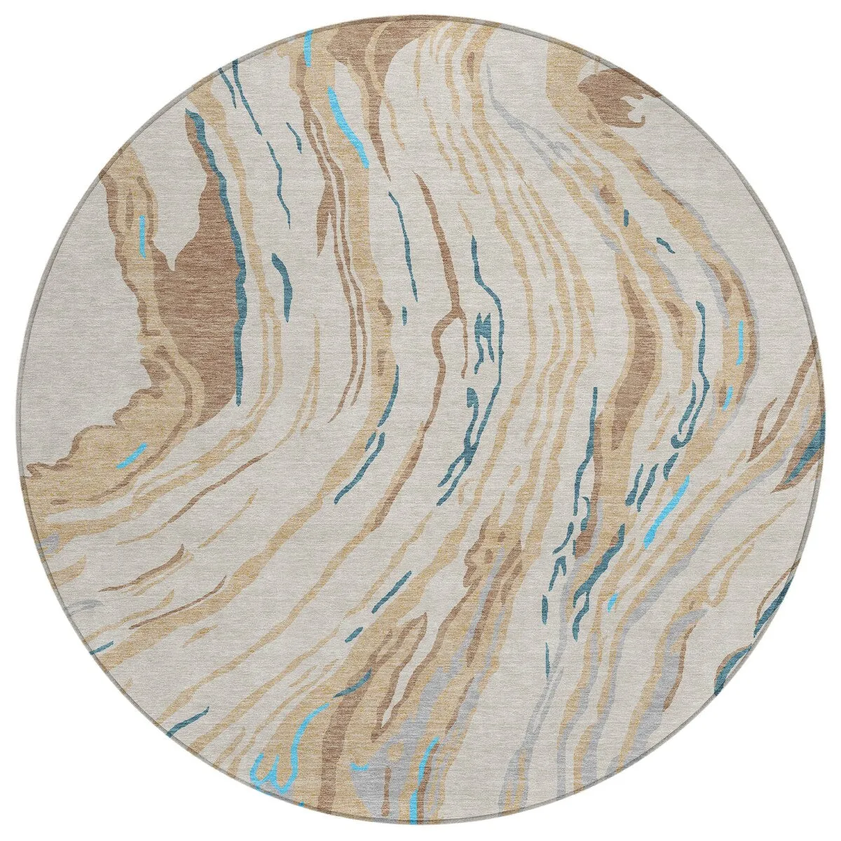 Machine Washable Indoor/ Outdoor Modern Wave Chantille Rug