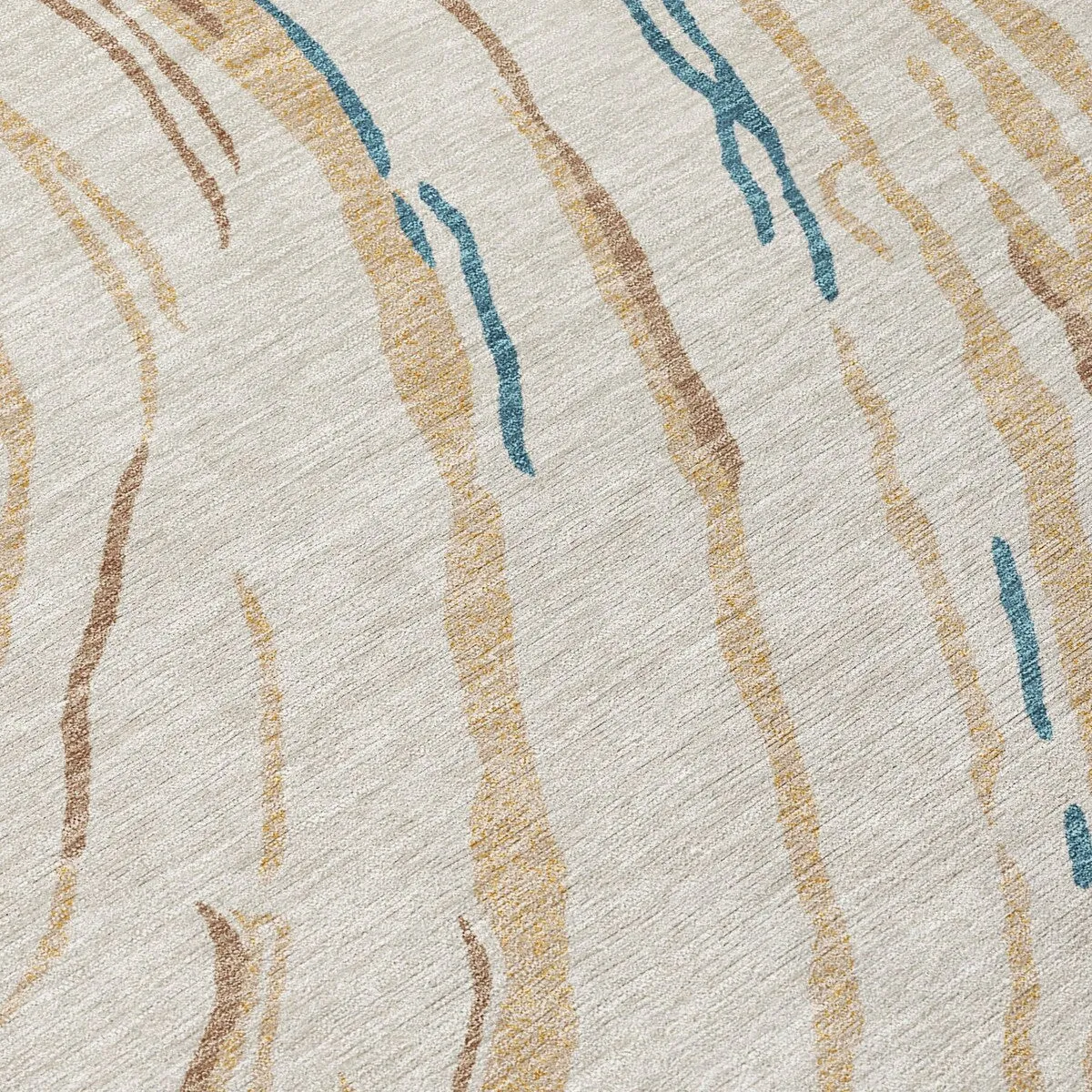 Machine Washable Indoor/ Outdoor Modern Wave Chantille Rug