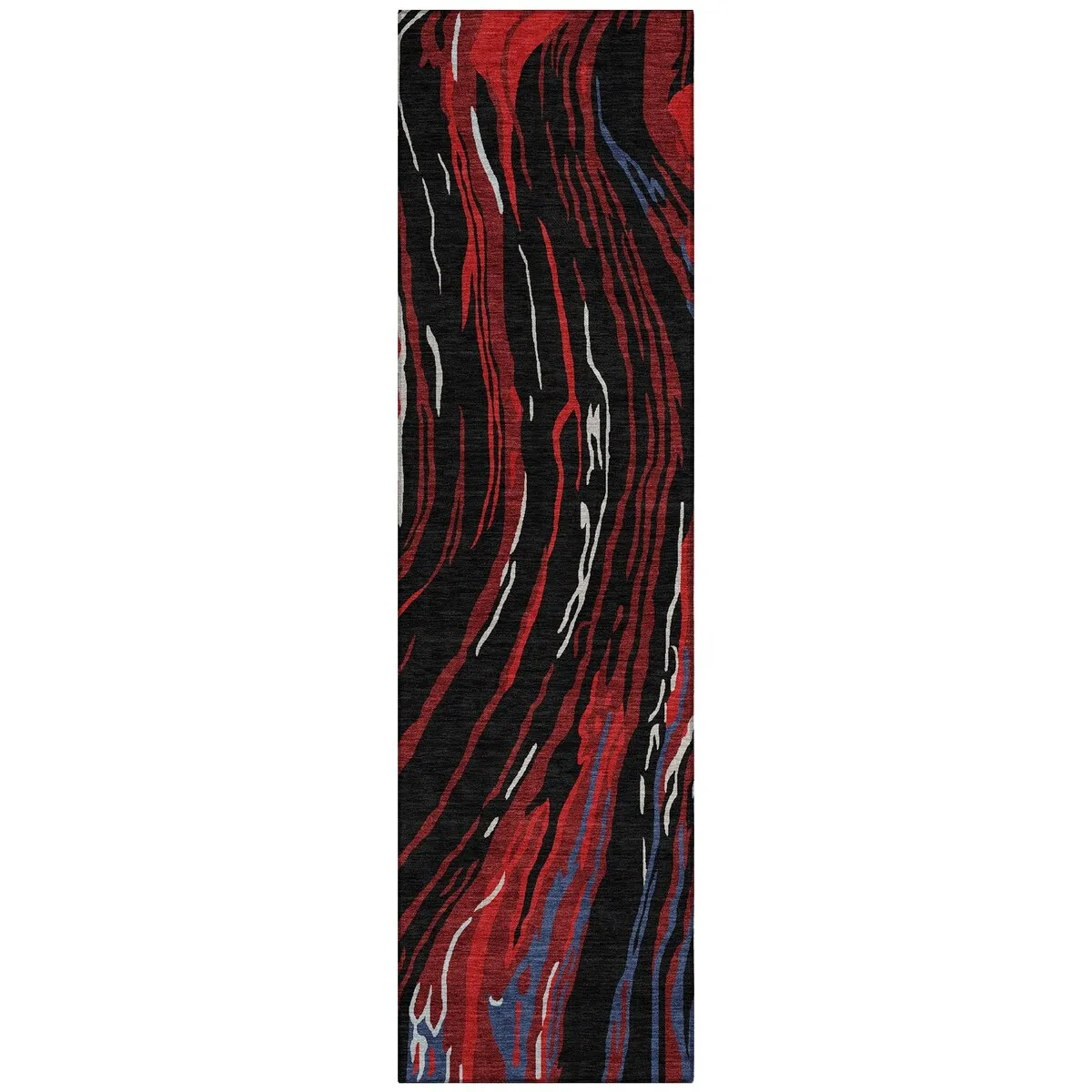 Machine Washable Indoor/ Outdoor Modern Wave Chantille Rug