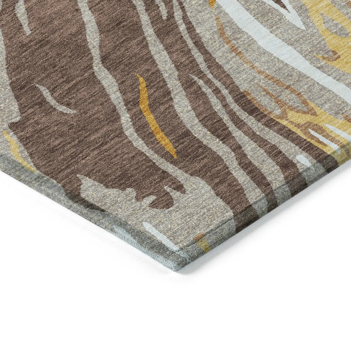 Machine Washable Indoor/ Outdoor Modern Wave Chantille Rug