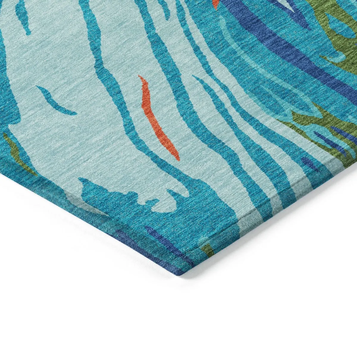 Machine Washable Indoor/ Outdoor Modern Wave Chantille Rug