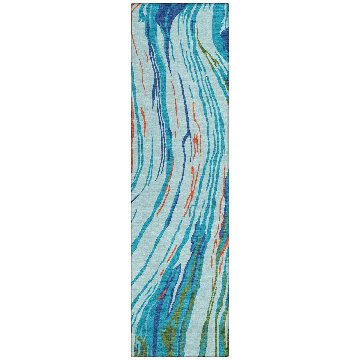 Machine Washable Indoor/ Outdoor Modern Wave Chantille Rug