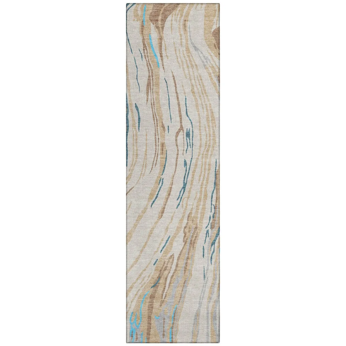 Machine Washable Indoor/ Outdoor Modern Wave Chantille Rug