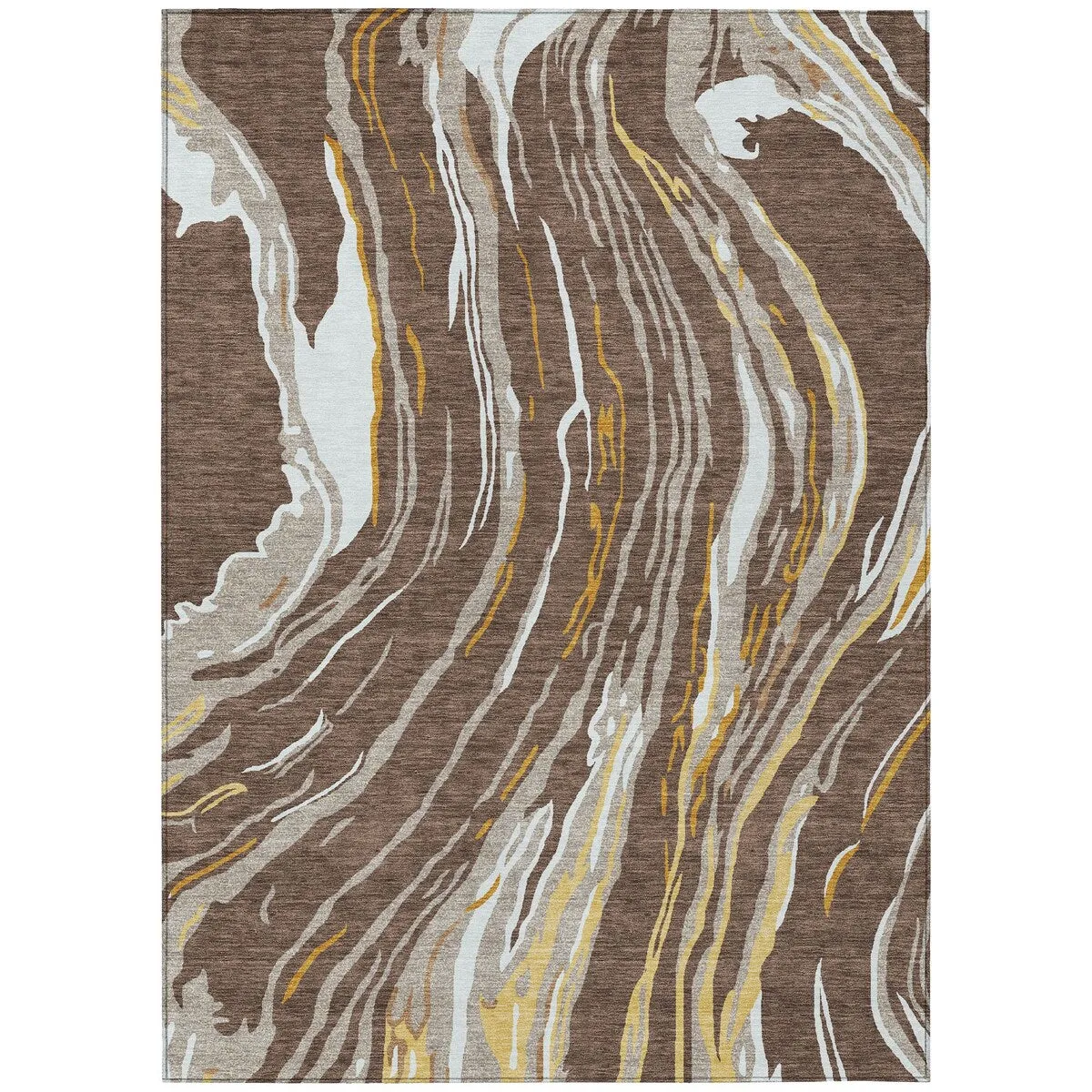 Machine Washable Indoor/ Outdoor Modern Wave Chantille Rug