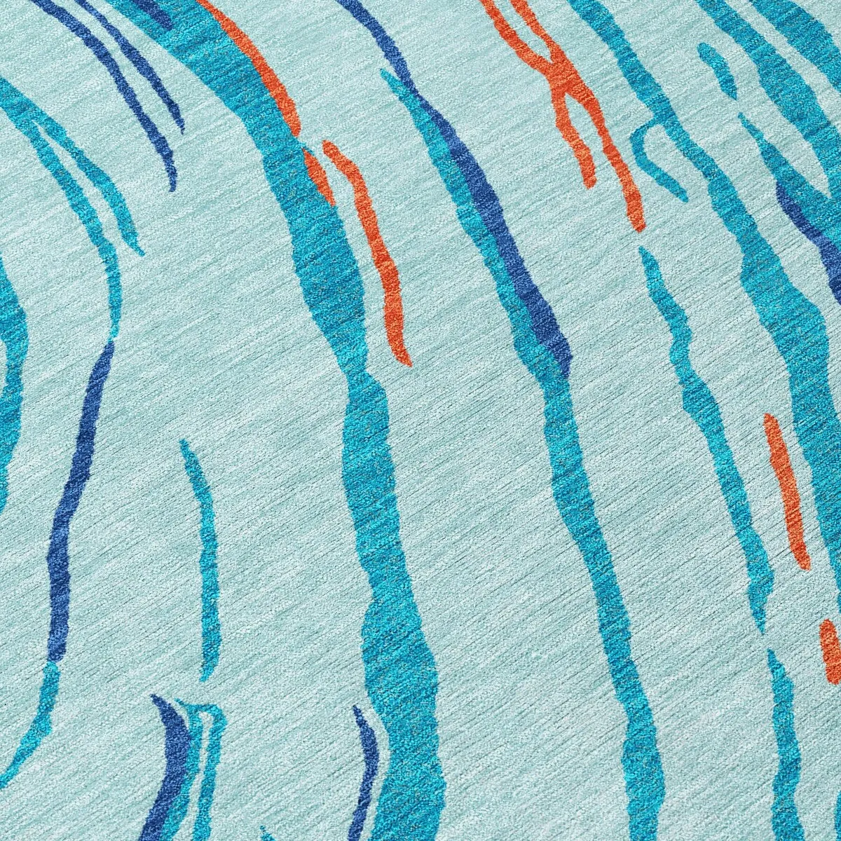 Machine Washable Indoor/ Outdoor Modern Wave Chantille Rug
