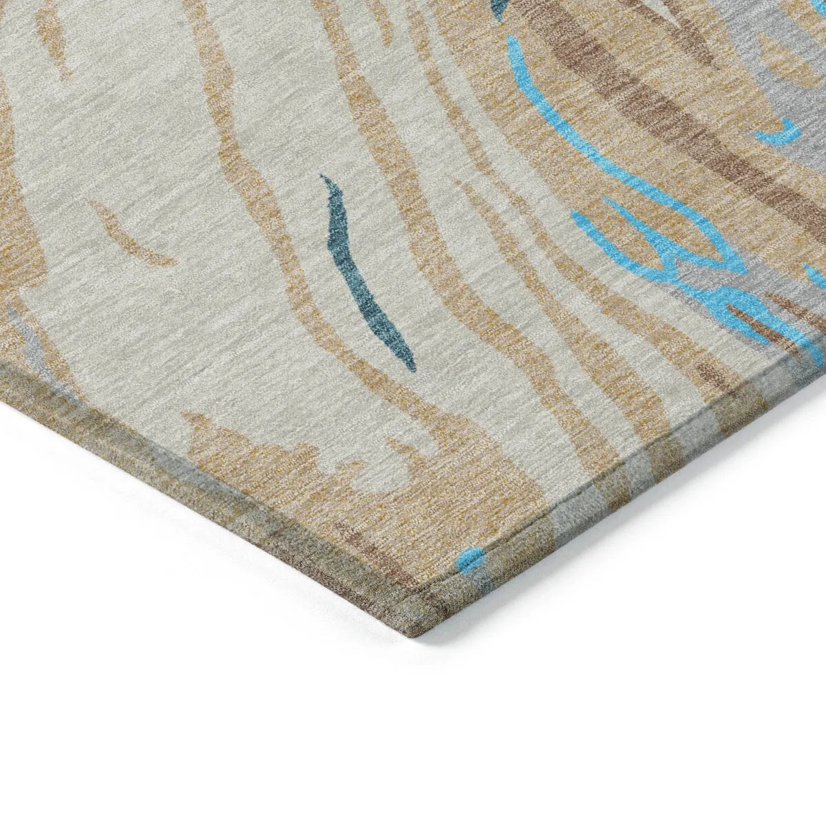 Machine Washable Indoor/ Outdoor Modern Wave Chantille Rug