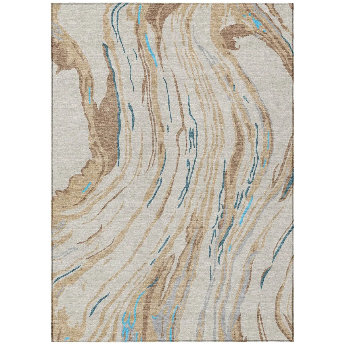 Machine Washable Indoor/ Outdoor Modern Wave Chantille Rug