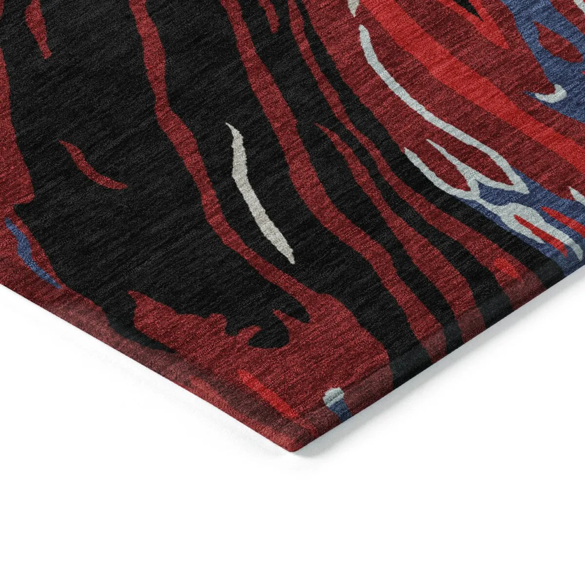 Machine Washable Indoor/ Outdoor Modern Wave Chantille Rug