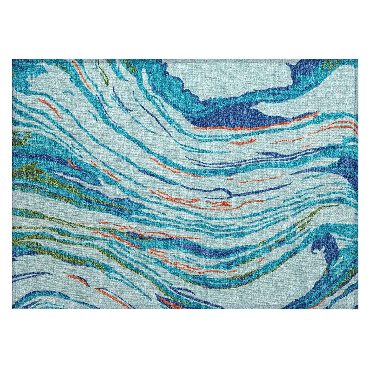 Machine Washable Indoor/ Outdoor Modern Wave Chantille Rug