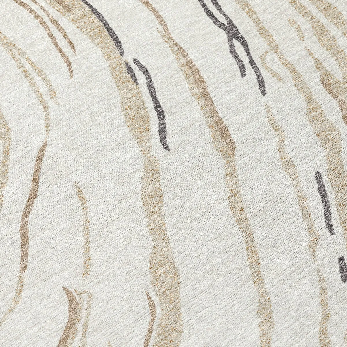 Machine Washable Indoor/ Outdoor Modern Wave Chantille Rug