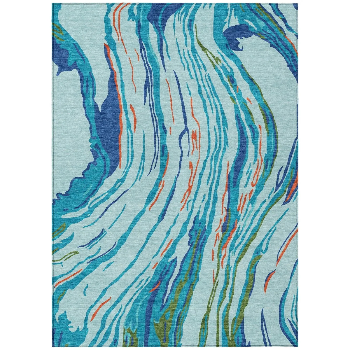 Machine Washable Indoor/ Outdoor Modern Wave Chantille Rug