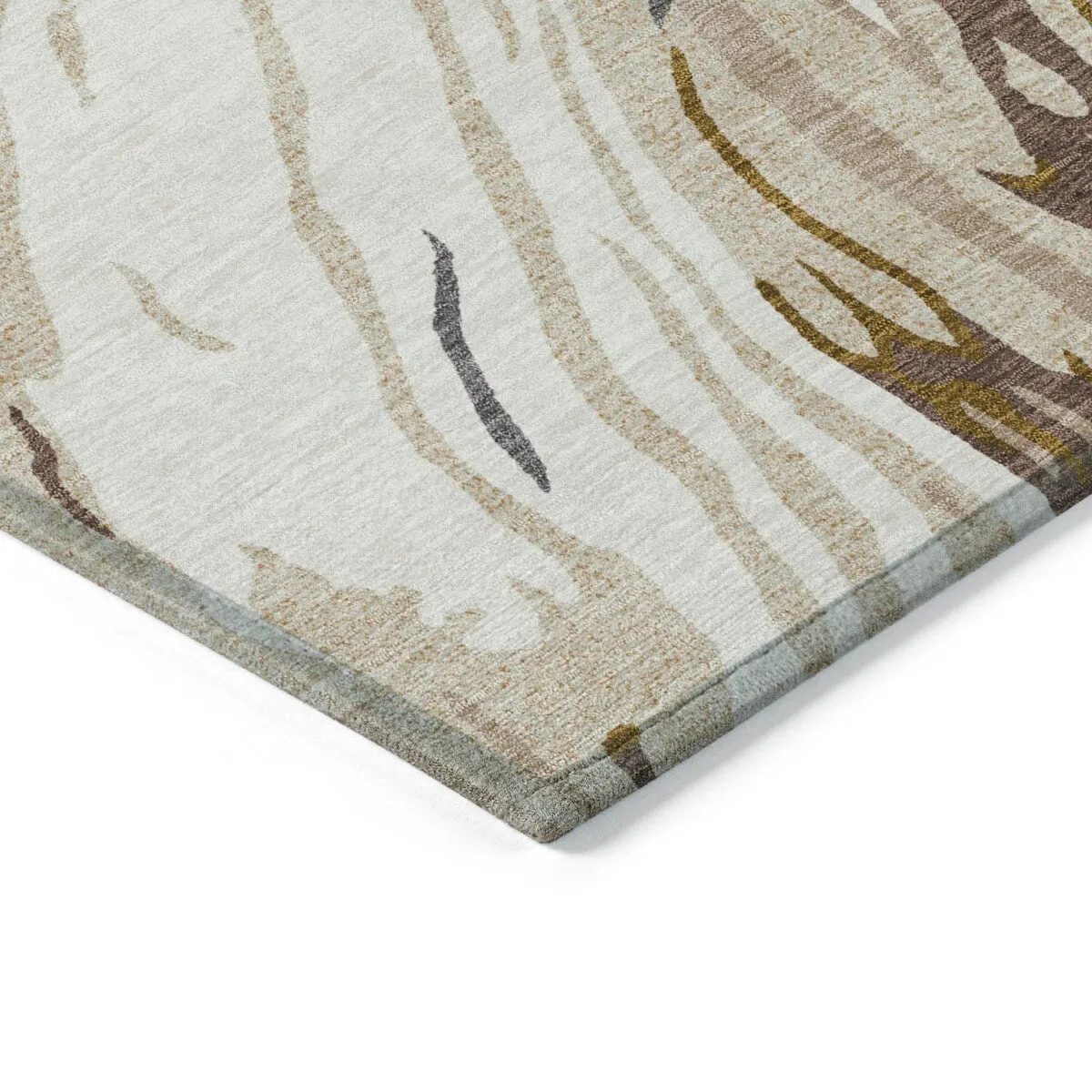 Machine Washable Indoor/ Outdoor Modern Wave Chantille Rug
