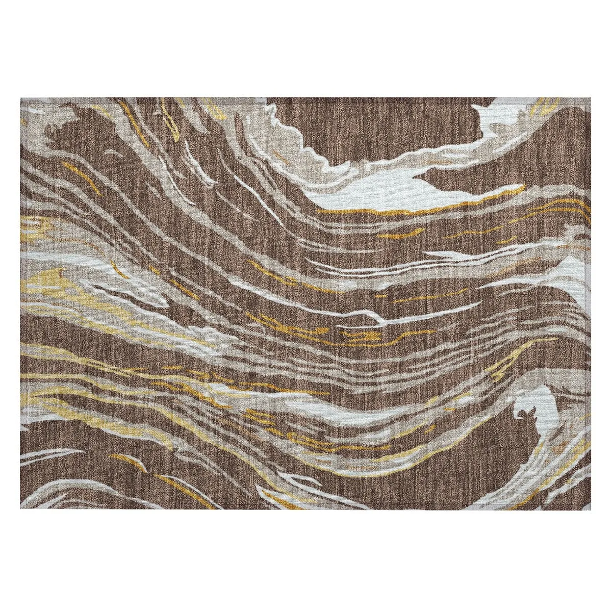 Machine Washable Indoor/ Outdoor Modern Wave Chantille Rug