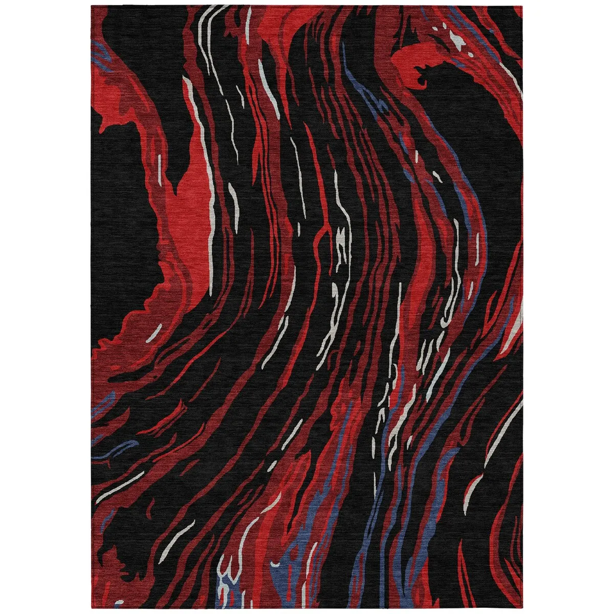 Machine Washable Indoor/ Outdoor Modern Wave Chantille Rug