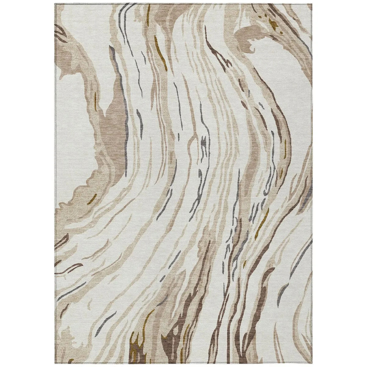 Machine Washable Indoor/ Outdoor Modern Wave Chantille Rug